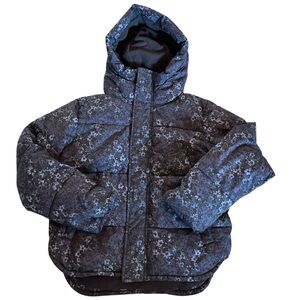 Girls' Floral Printed Puffer Jacket - All In Motion Blue L 10/12